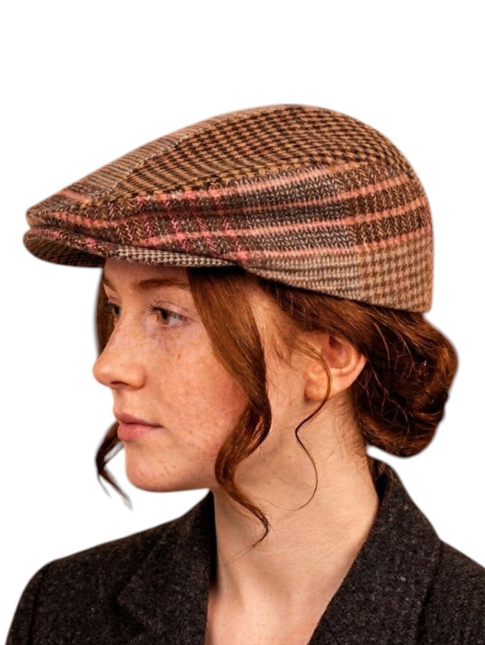 Target Newsboy Cap Hat Pink Brown Tweed Houndstooth Corduroy Flat Cabbie